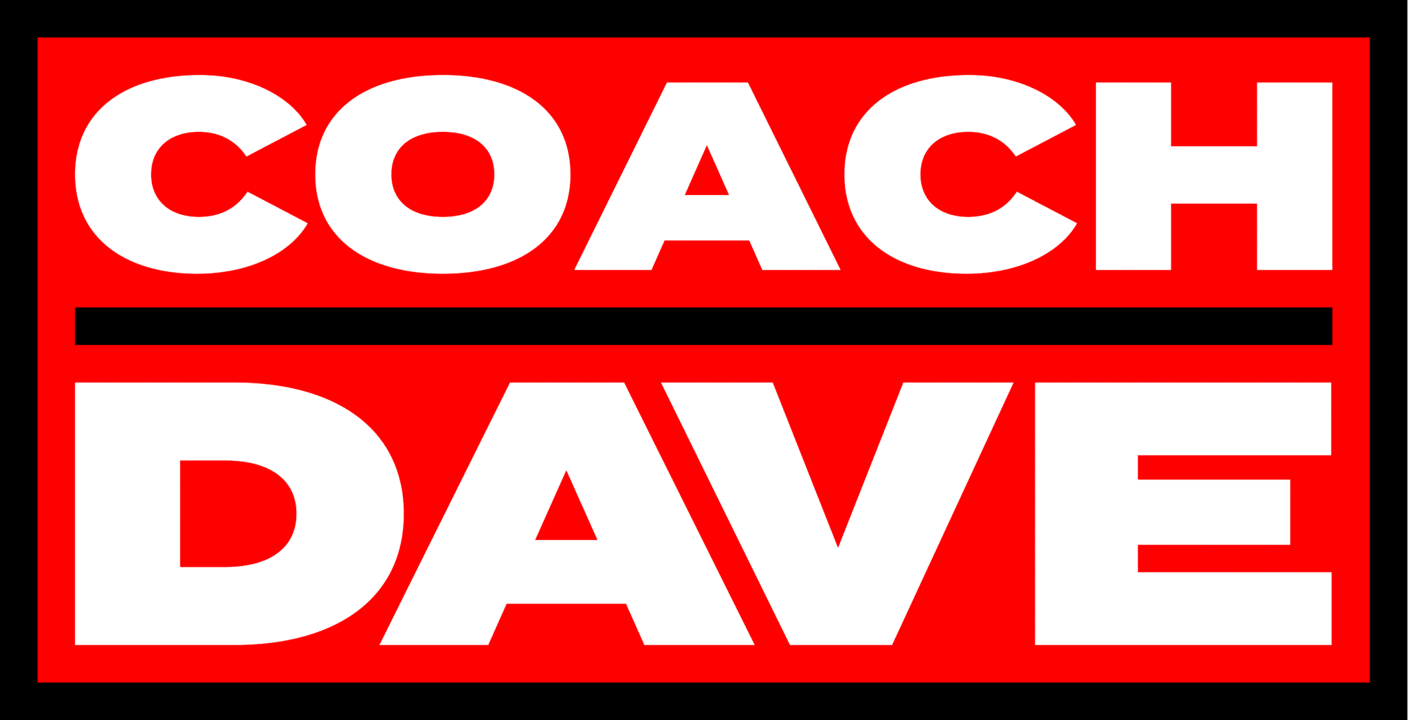 Coach dave logo on a black background.
