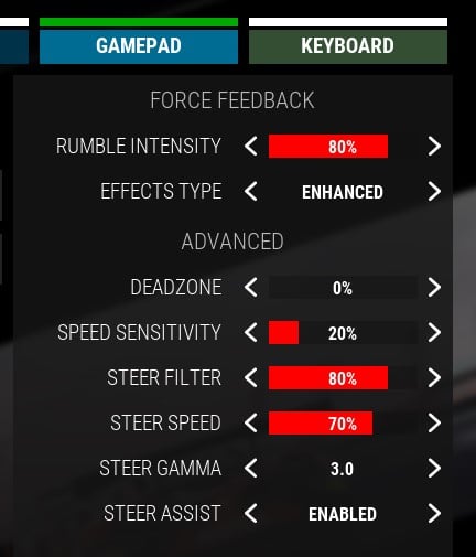 assetto corsa controller settings